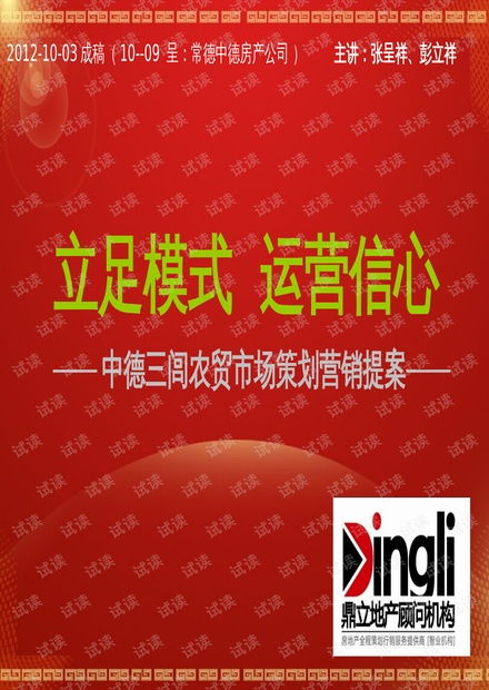 常德中德三闾农贸市场策划营销提案分析